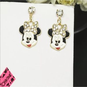 Betsey Johnson Crystal Minnie earrings new w/ tags